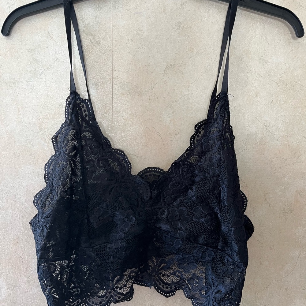 Black Lace Bralette - see through/ no padding